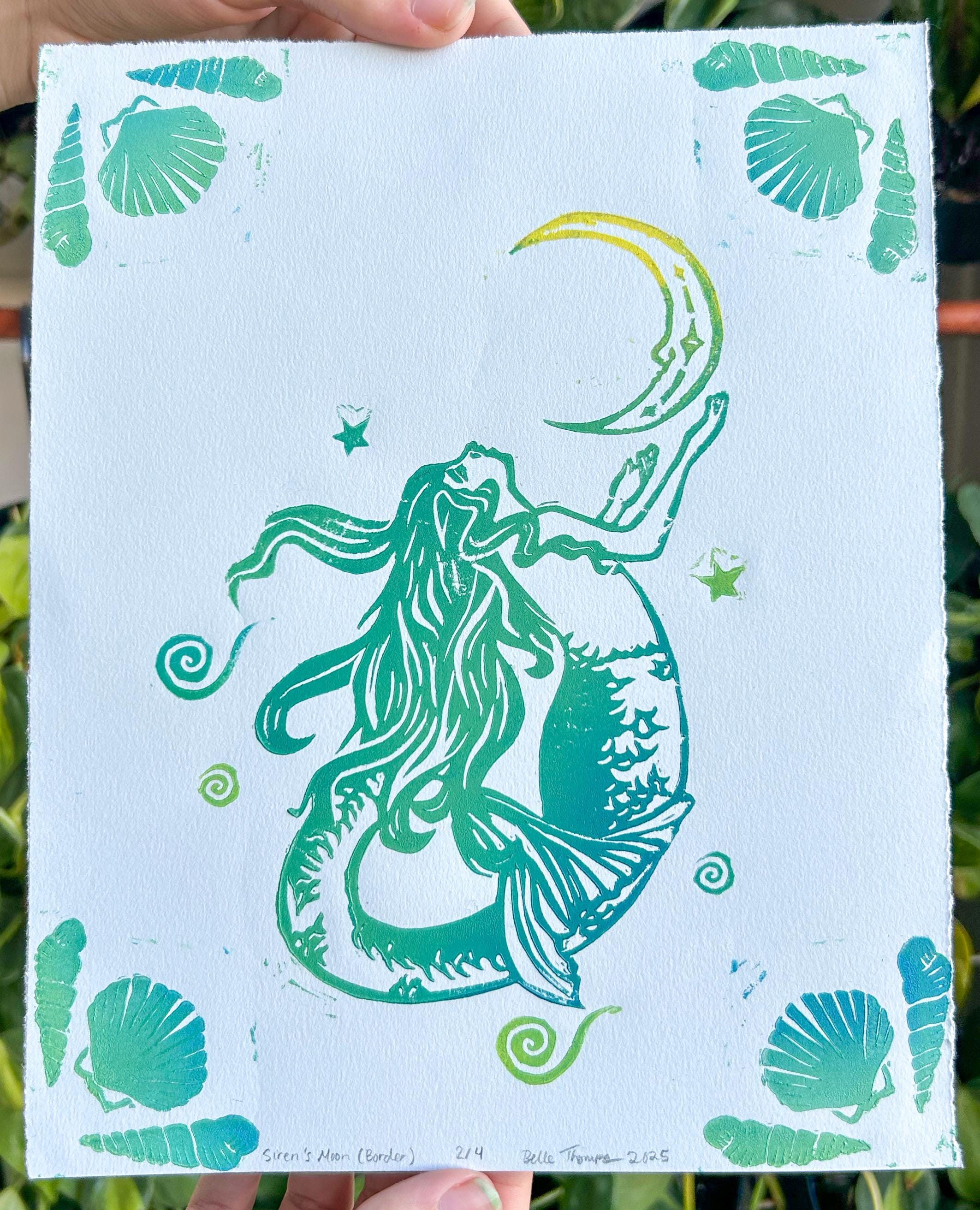 Siren’s Moon Linocut Print