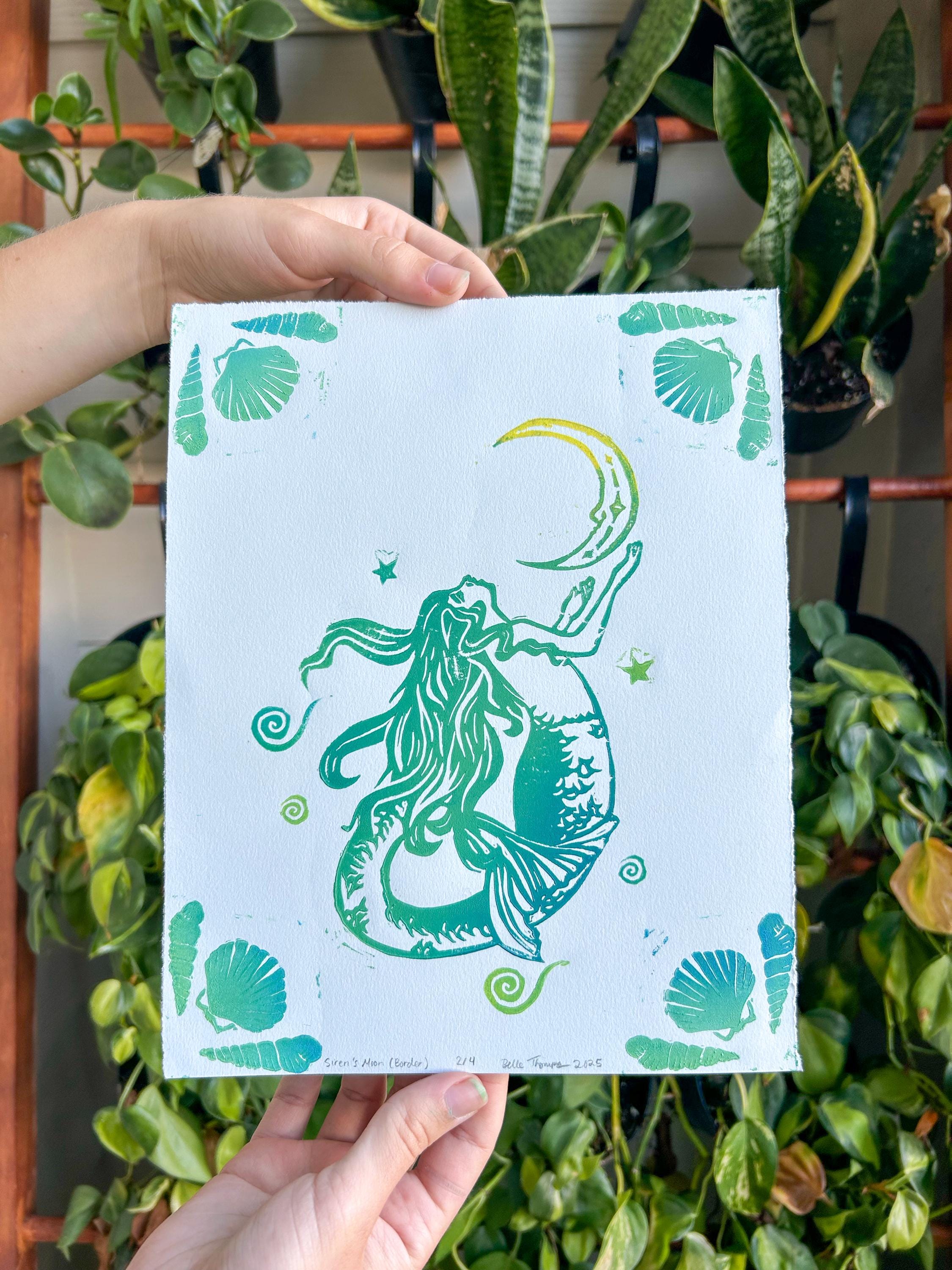 Siren’s Moon Linocut Print