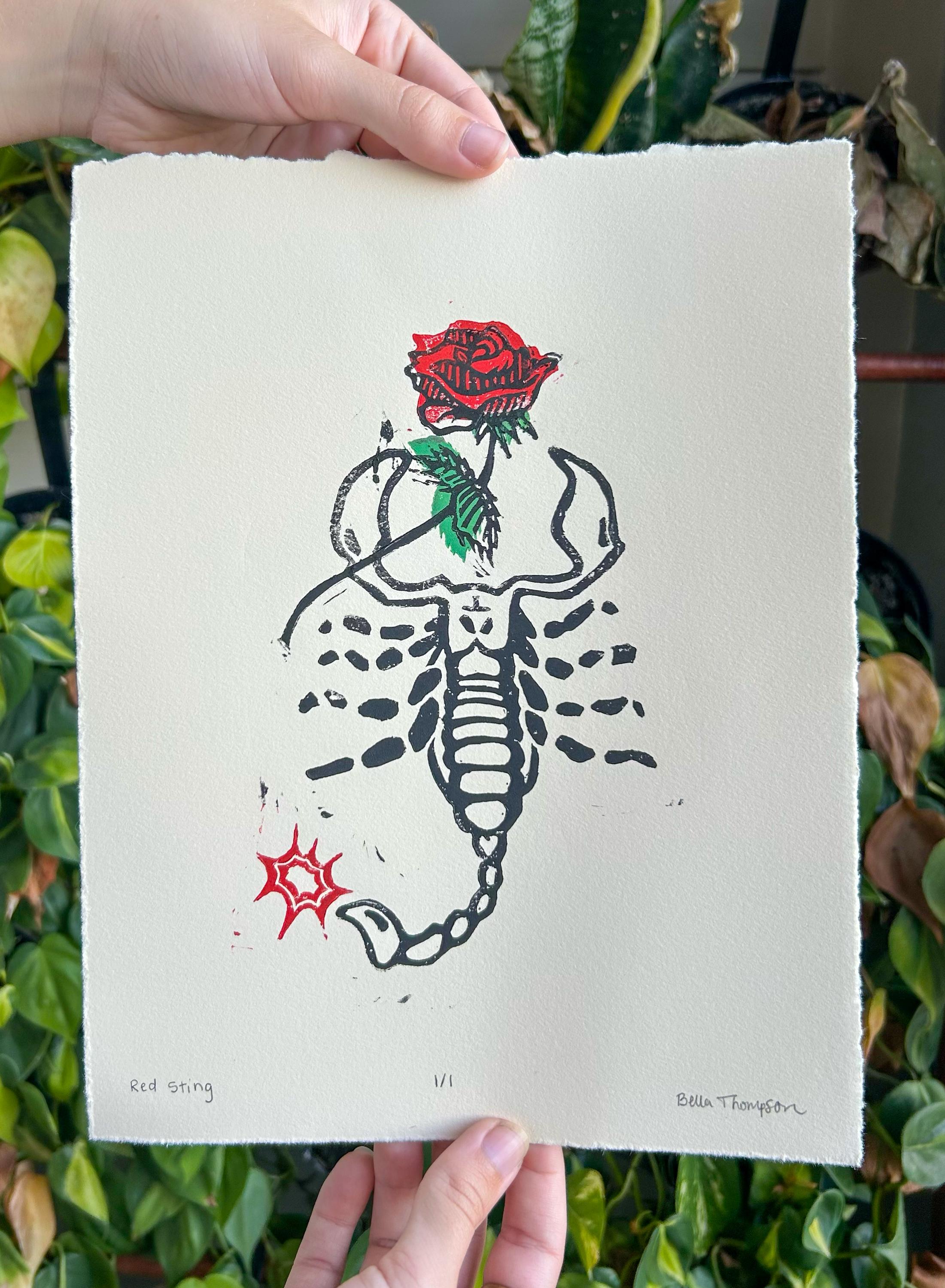 Scorpion Linocut Print
