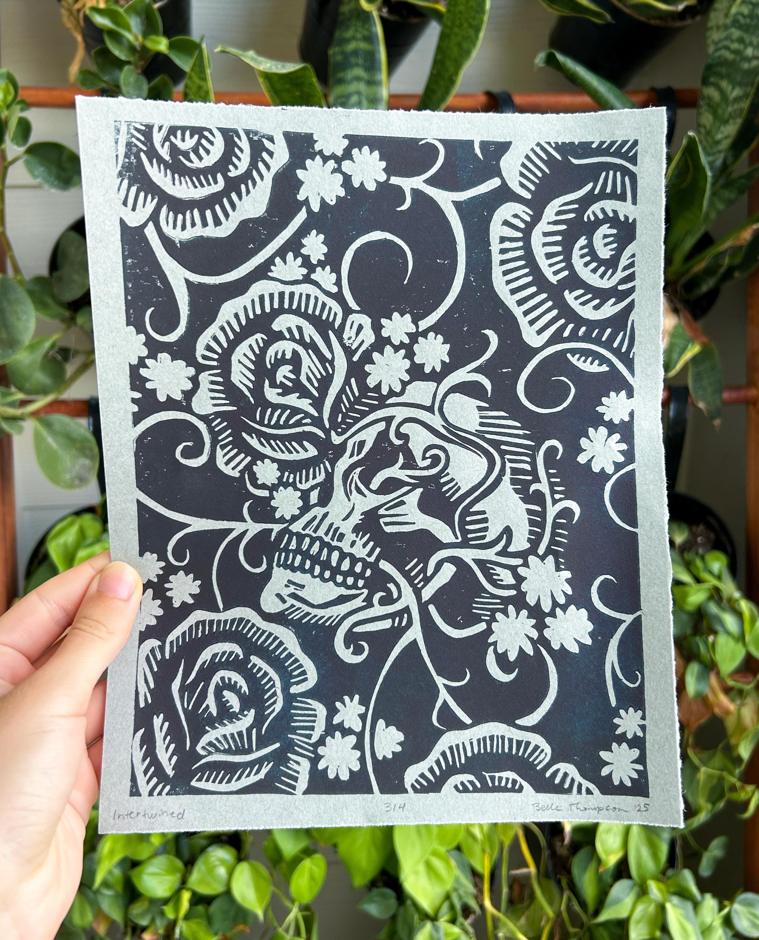 Skull Linocut Print