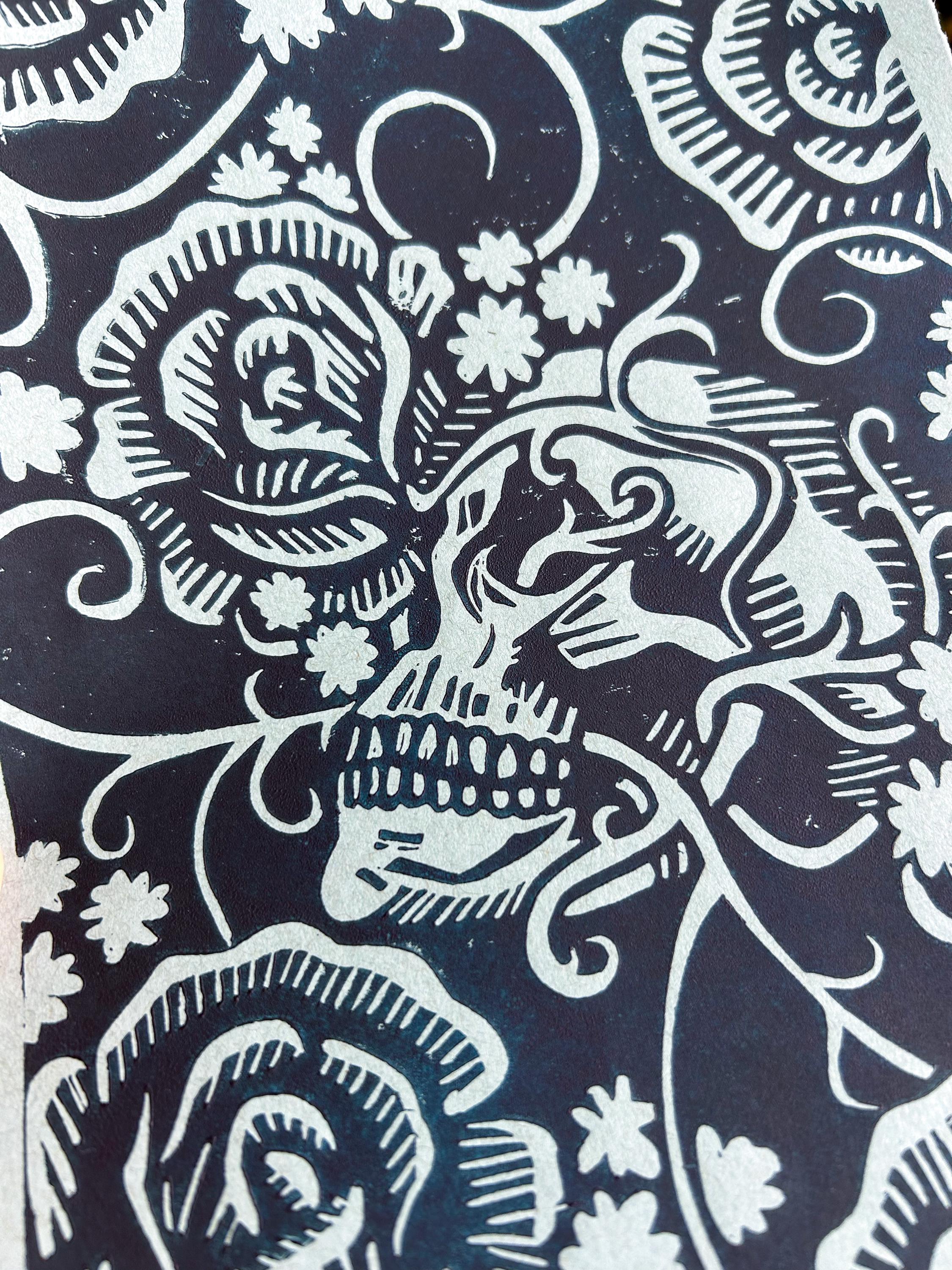 Skull Linocut Print