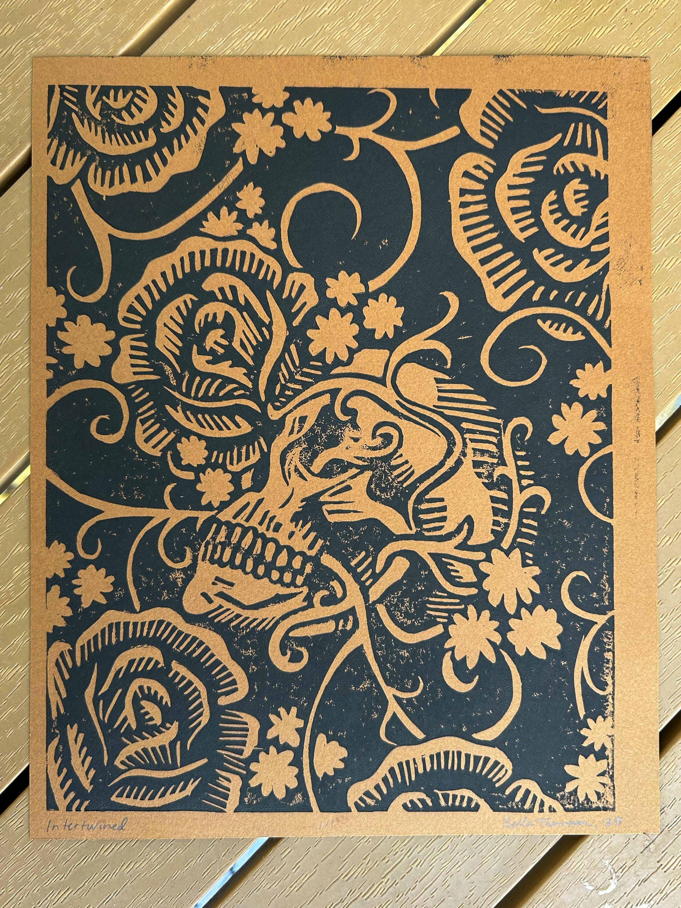 Skull Linocut Print