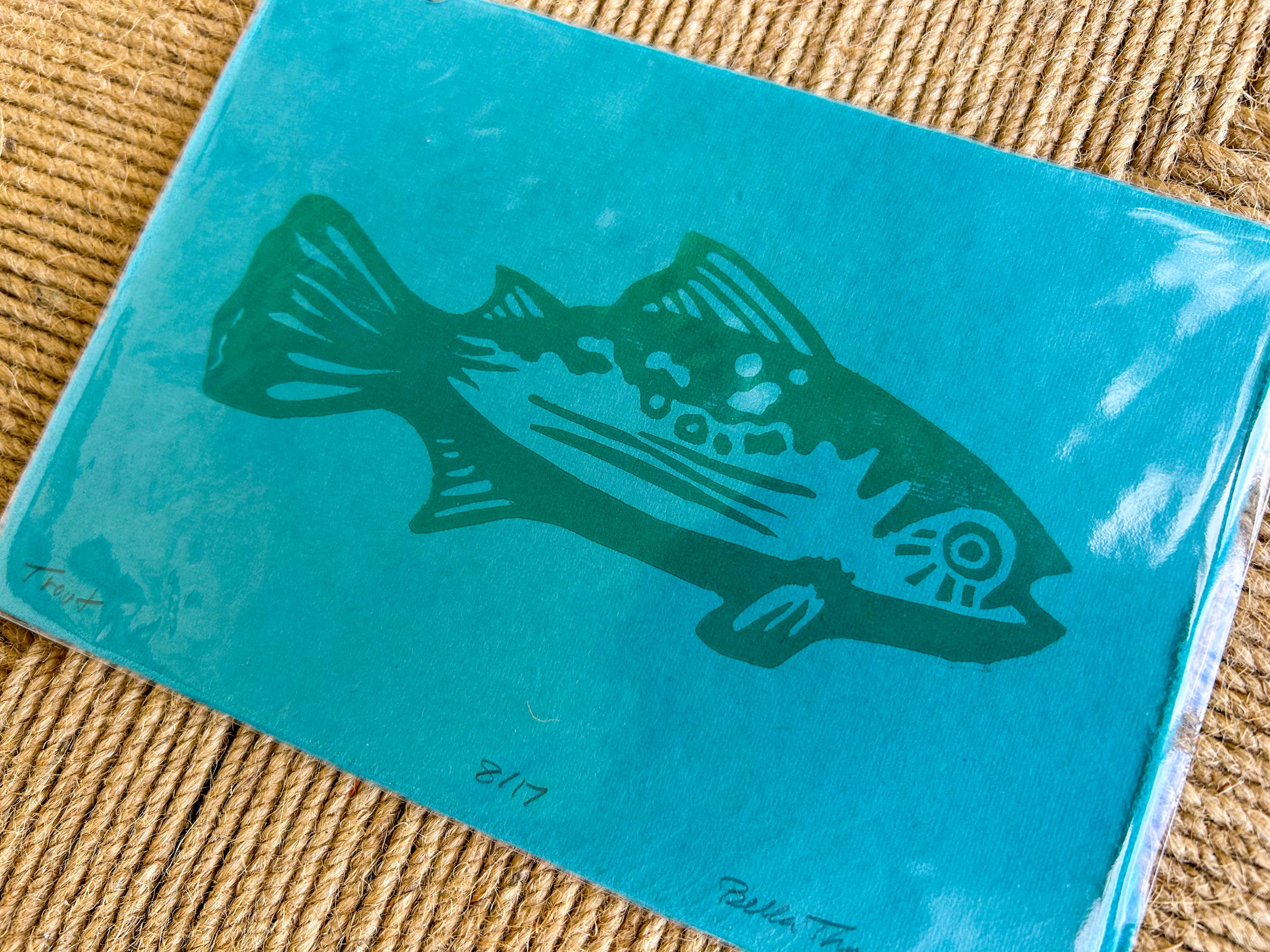 Coastal Trout Linocut Print