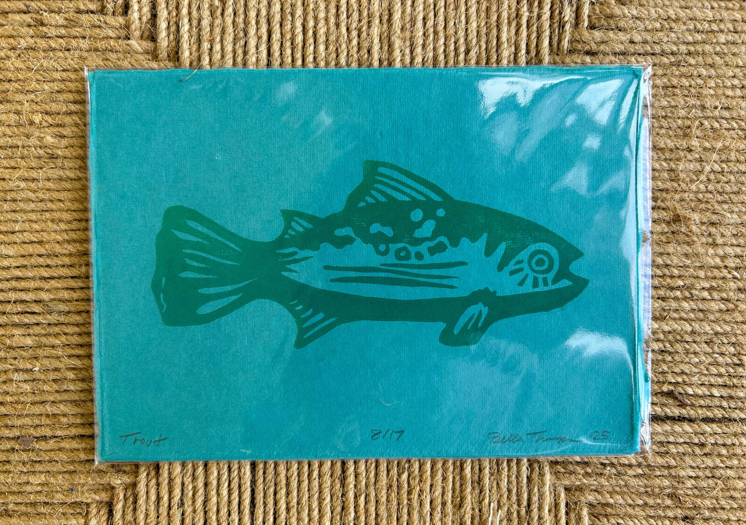 Coastal Trout Linocut Print
