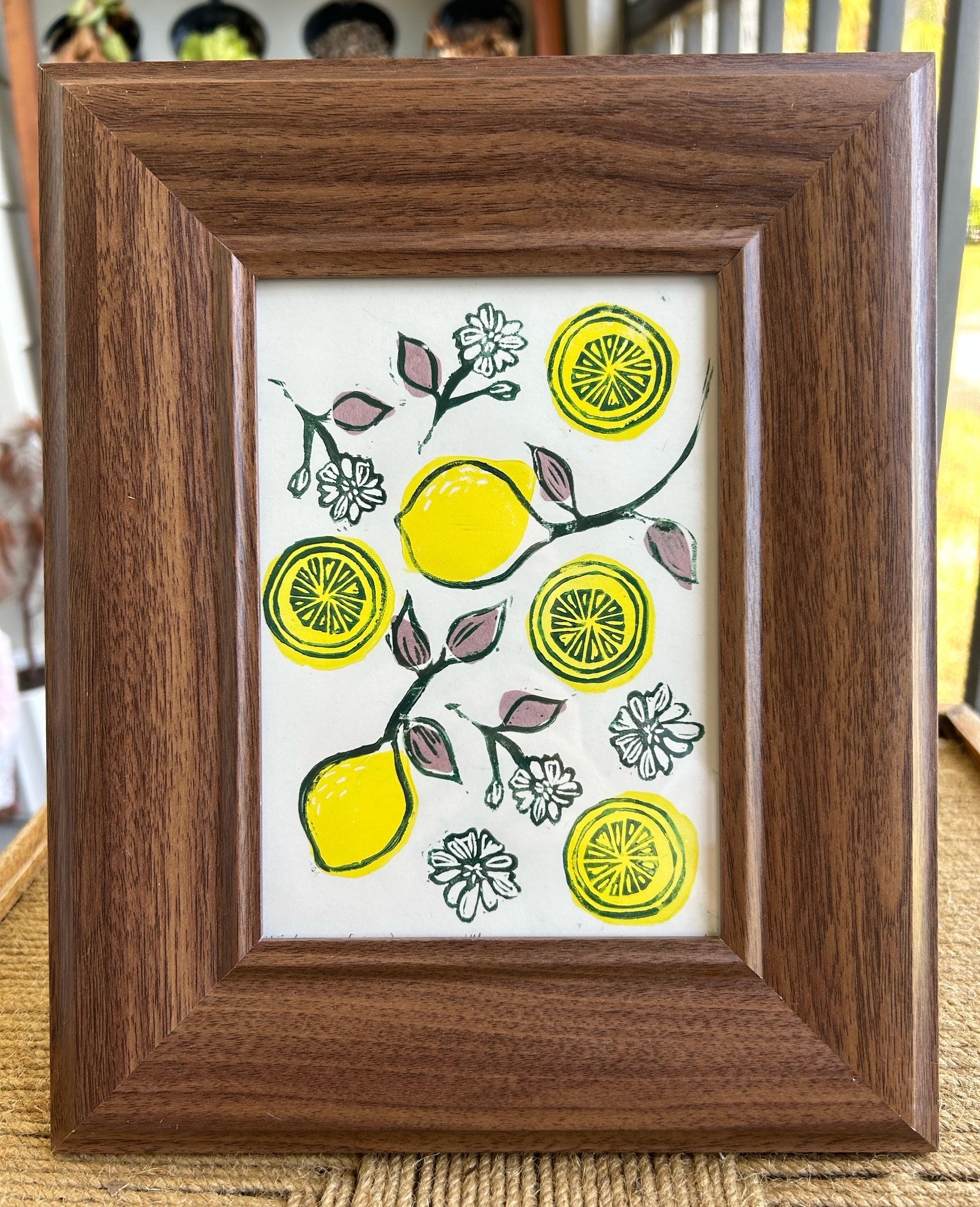 Framed Citrus Linocut Print