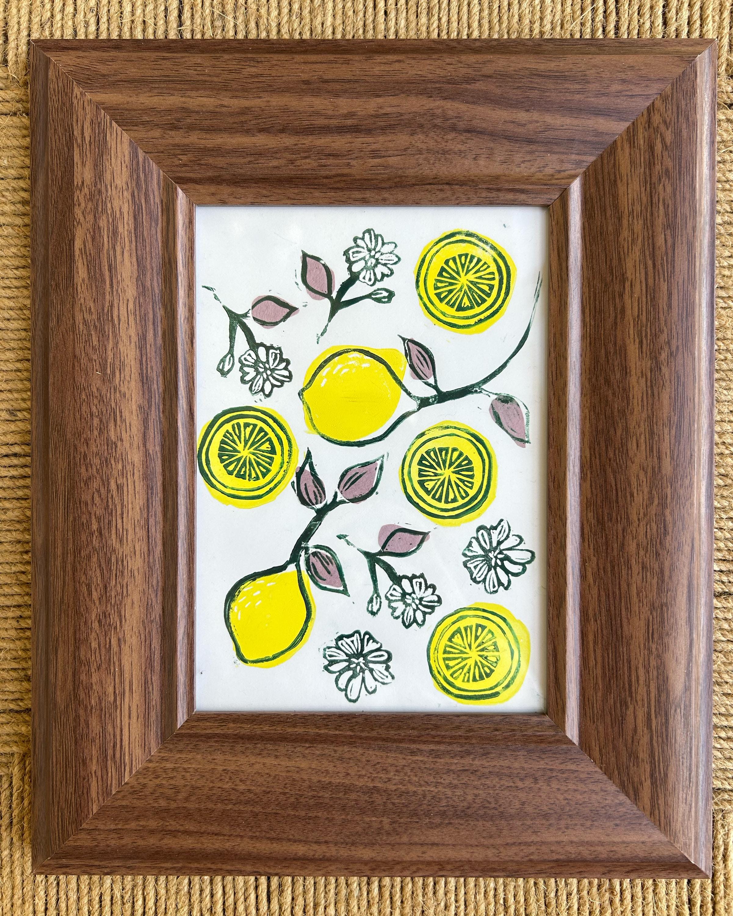 Framed Citrus Linocut Print