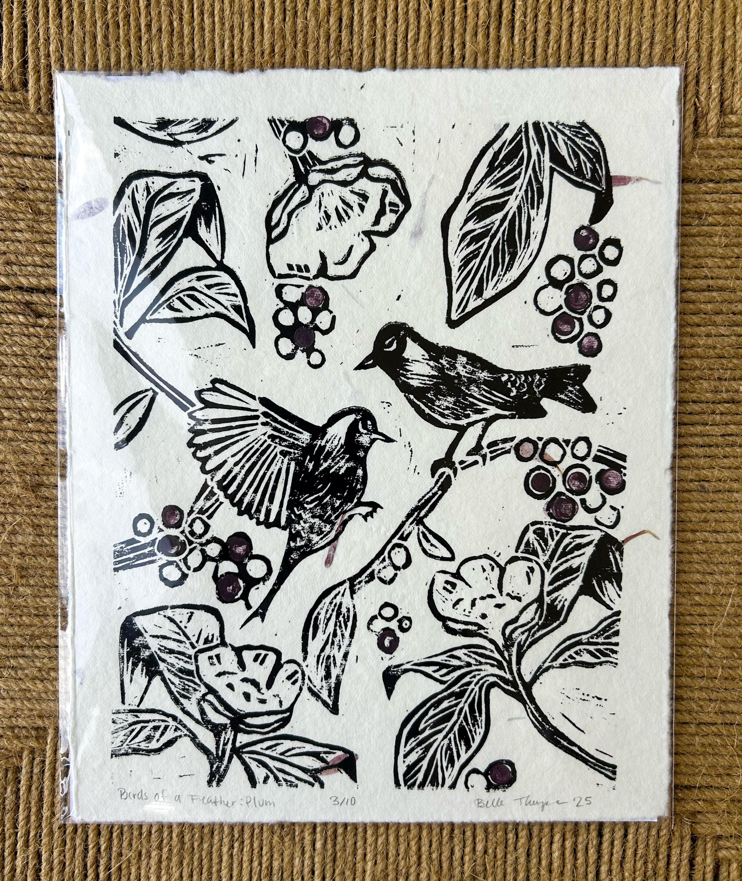 Birds of a Feather Linocut Print