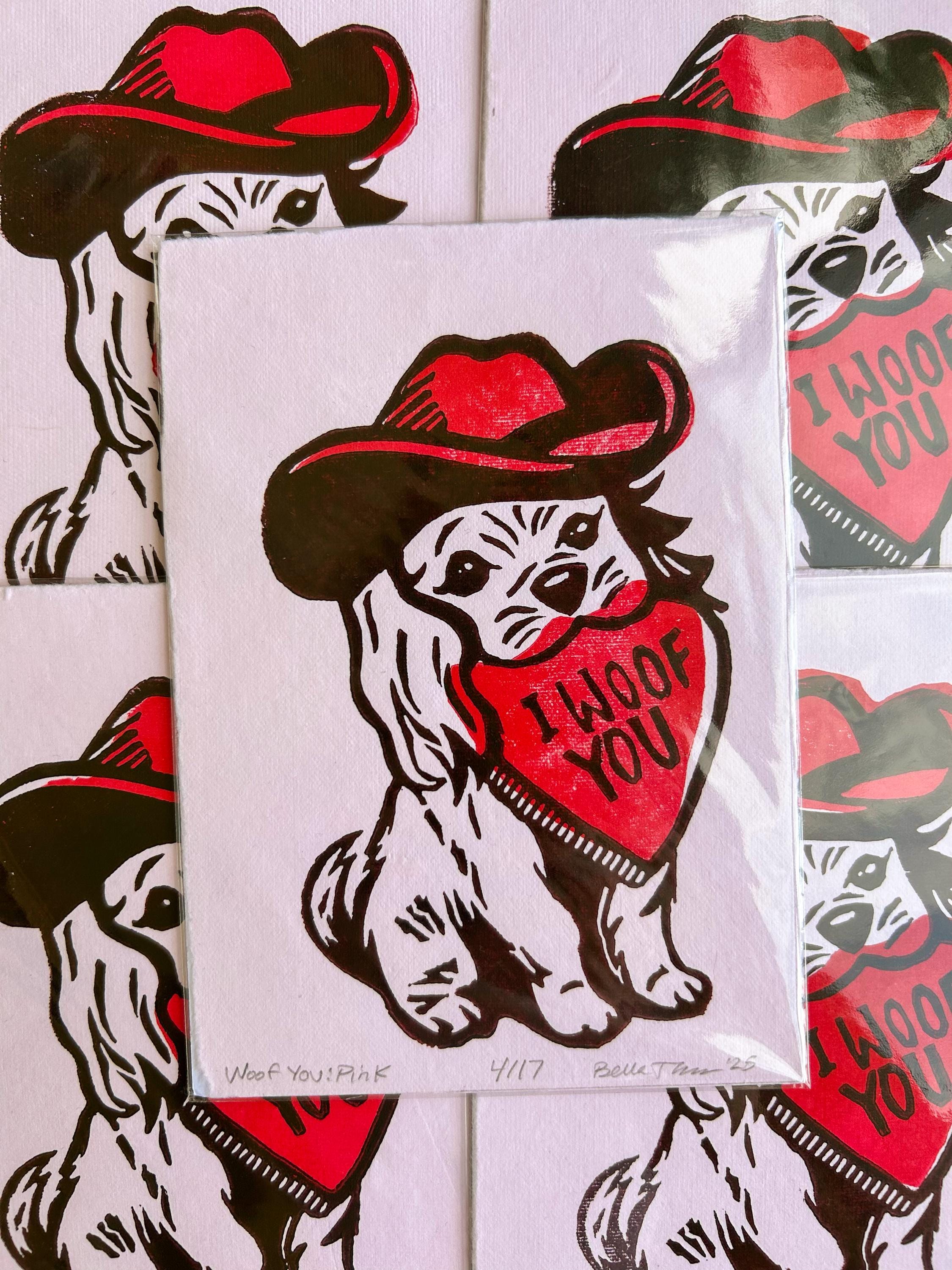 I Woof You Linocut Print