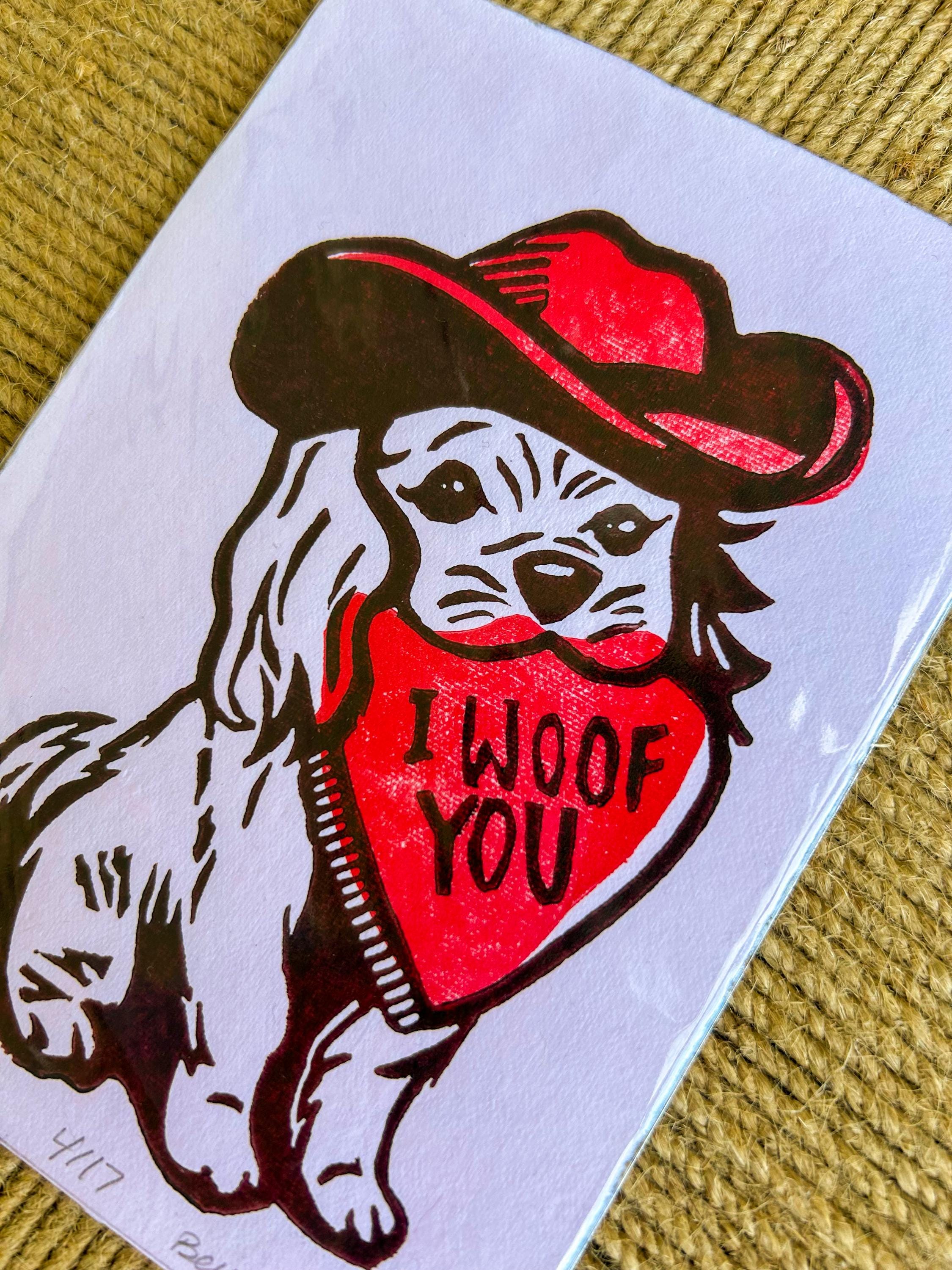 I Woof You Linocut Print