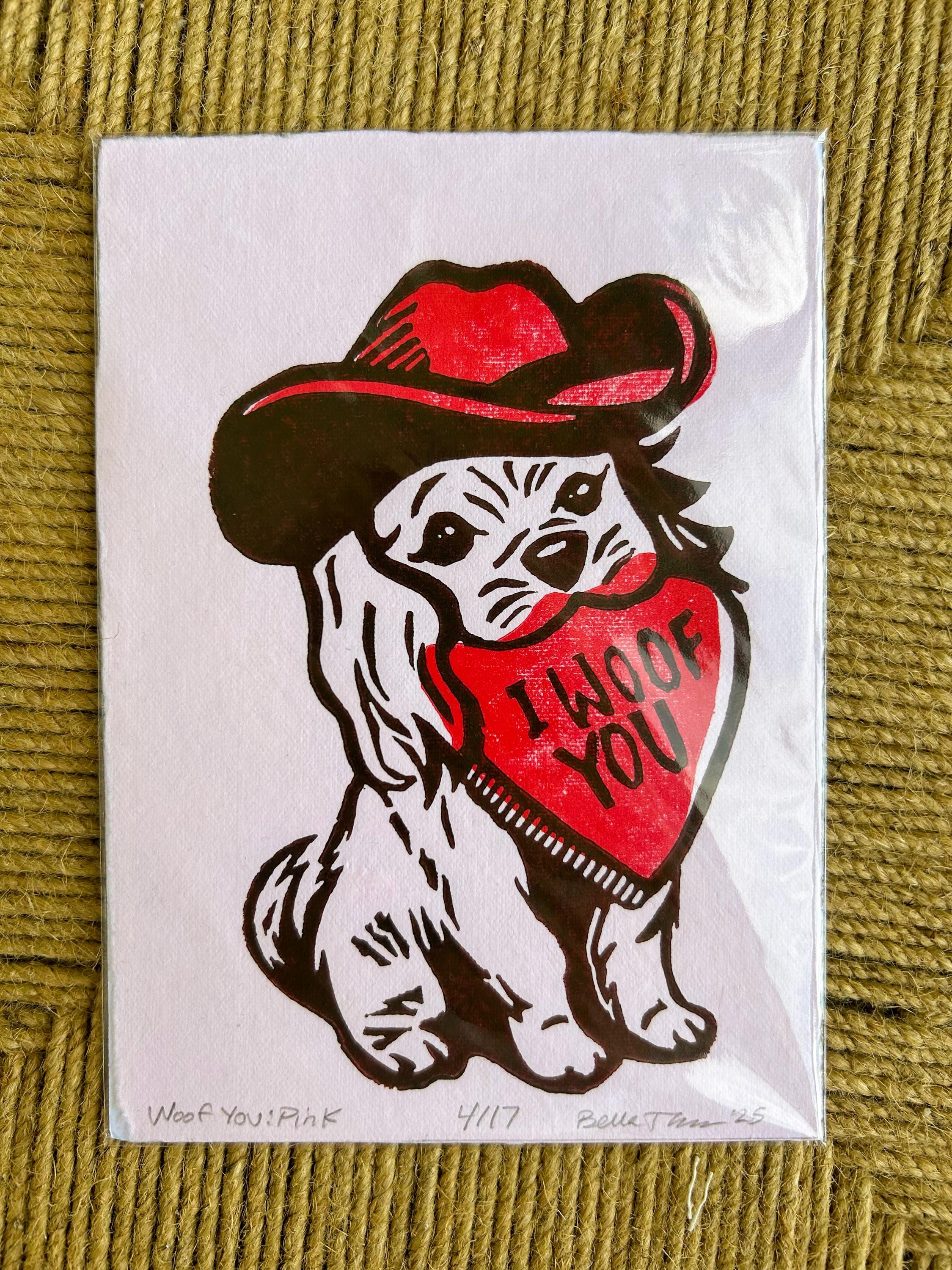 I Woof You Linocut Print