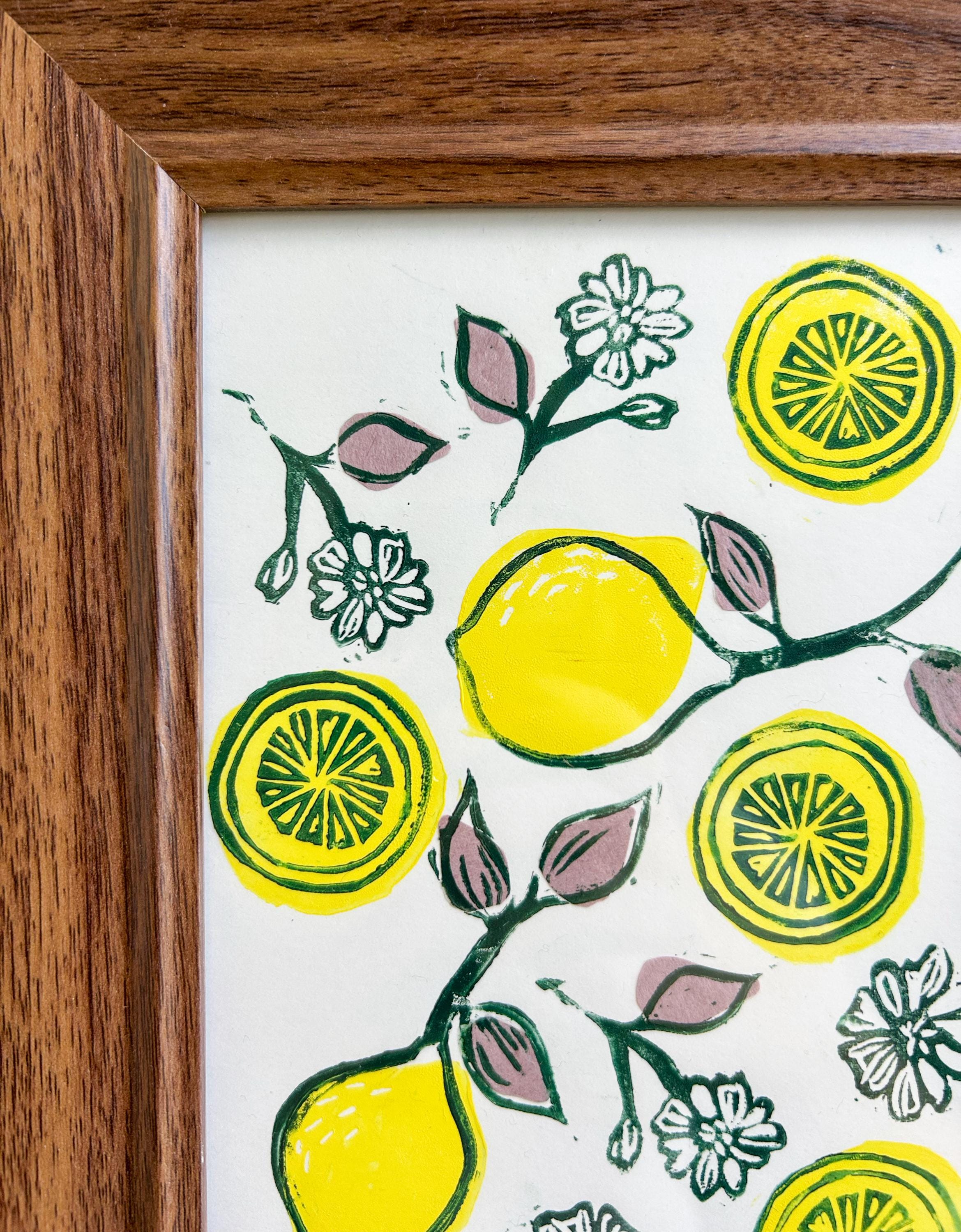 Framed Citrus Linocut Print