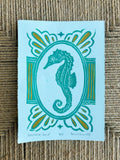 Seahorse Linocut Print
