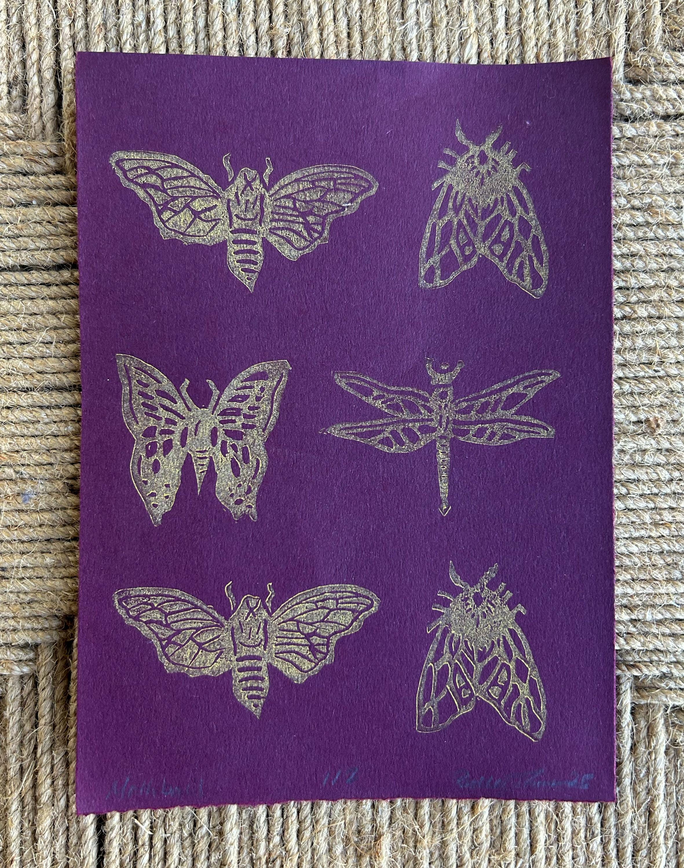 Pink Mothball Linocut Print