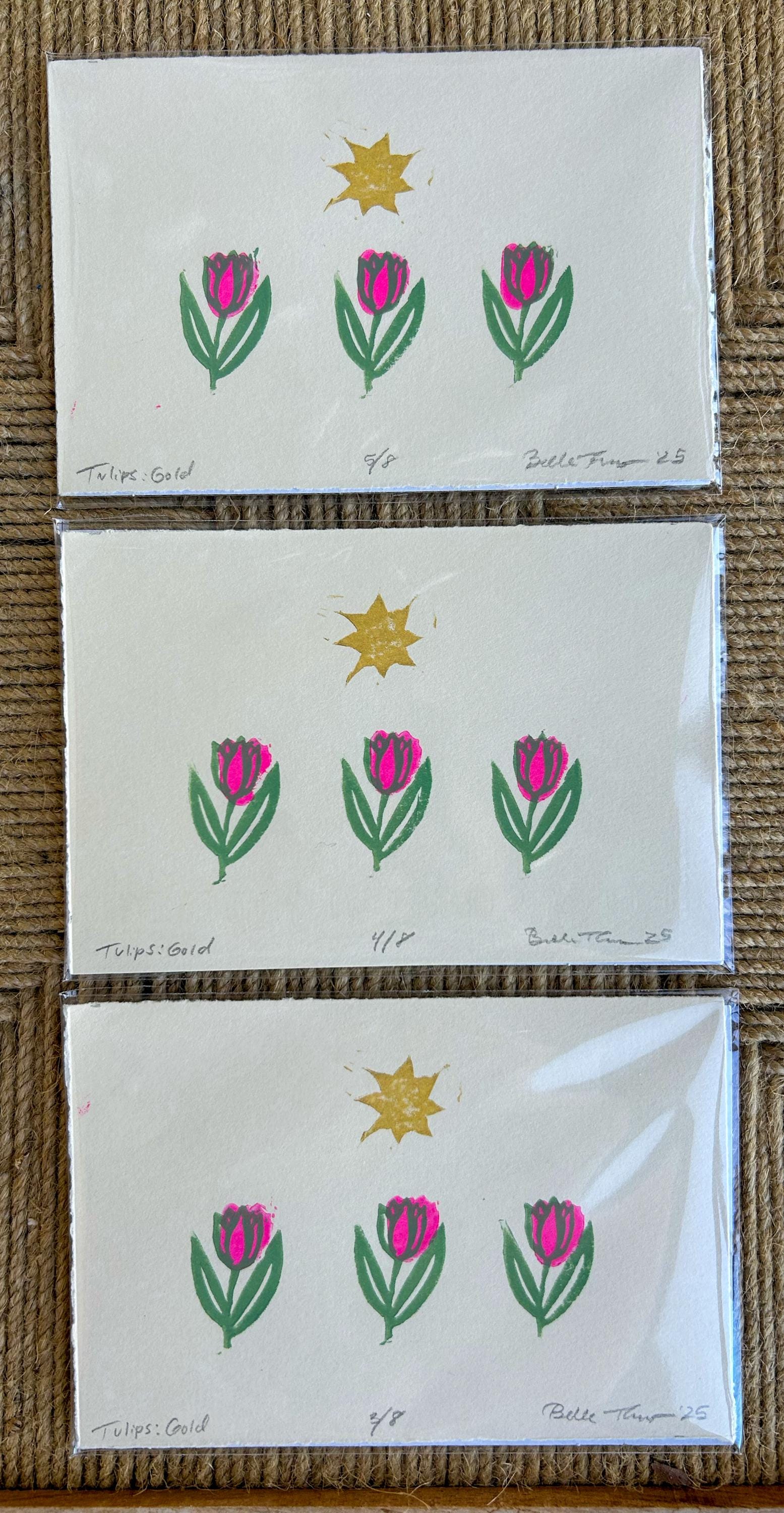 Dancing Tulips Linocut Print
