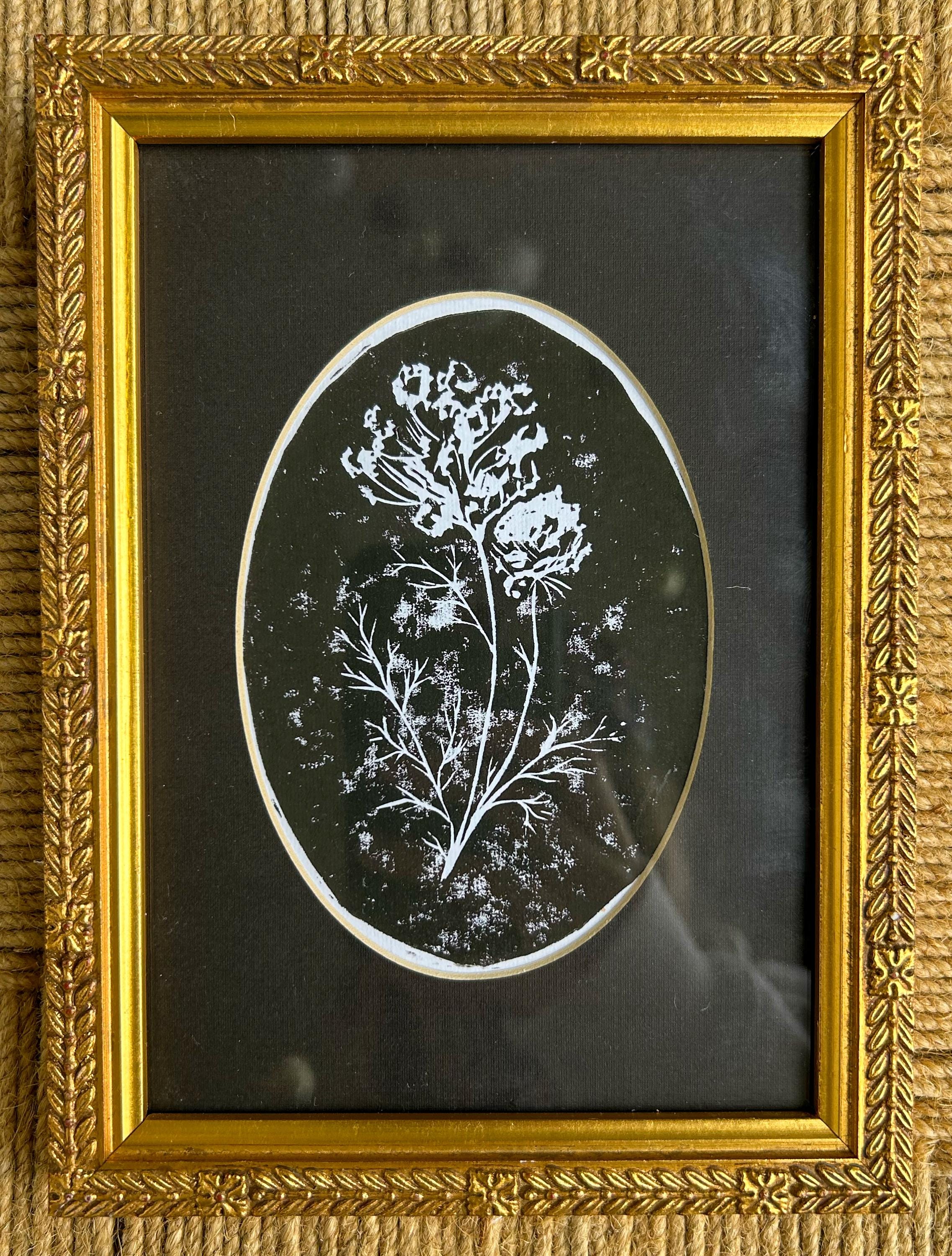Framed Baby’s Breath Linocut Print