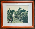 Framed Winn's Strawberry Farm Linocut Print
